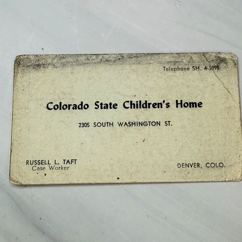 Vintage Colorado State Children's Home Business Card Denver
